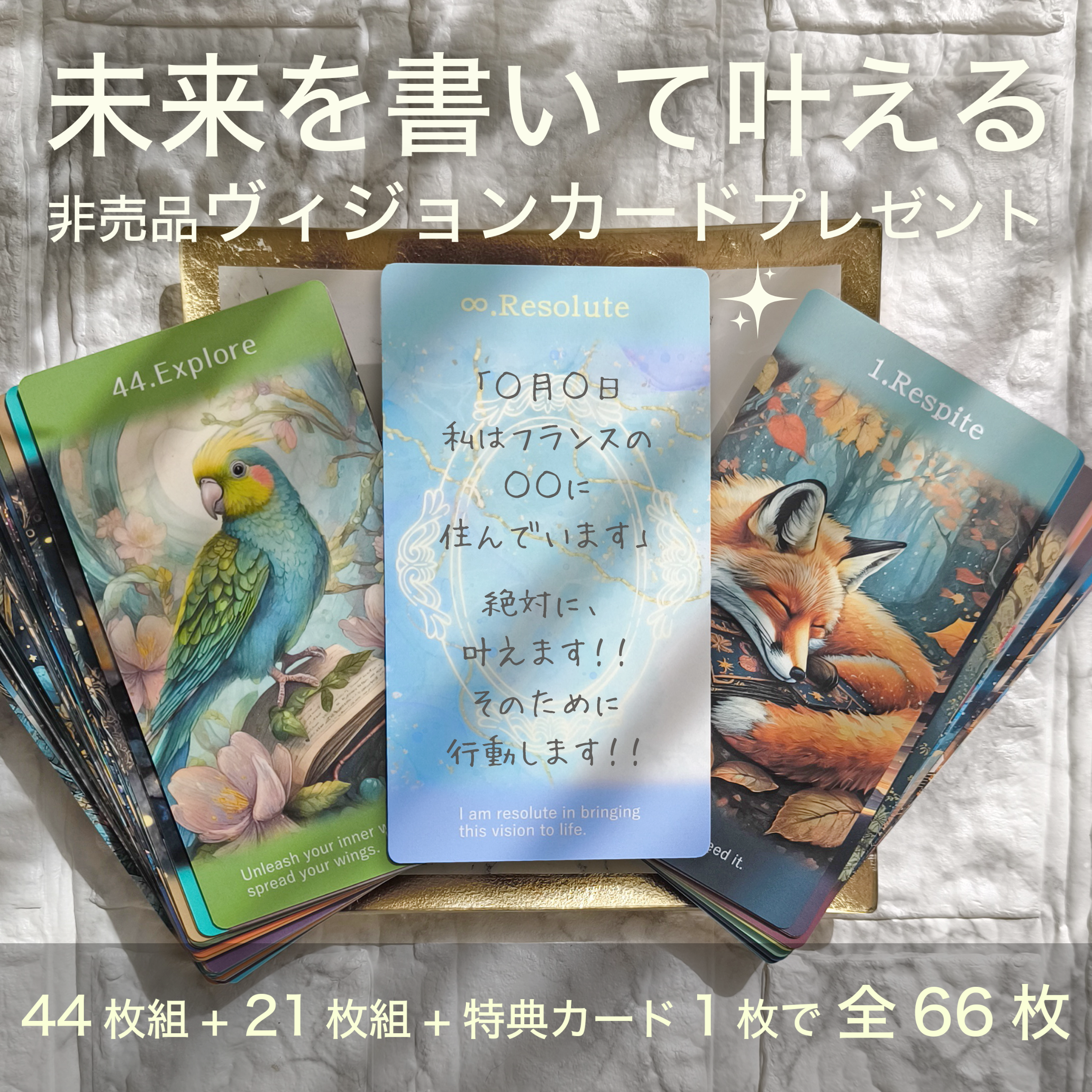 非売品特典【未来を書いて叶えるヴィジョンカード付】コンプリートセット66枚組＊心理士が作るオラクルカード