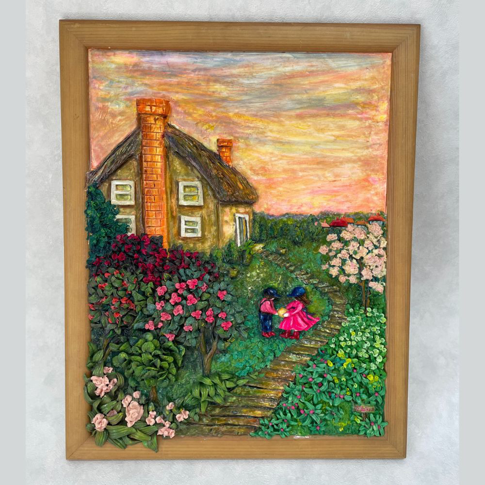 【夕焼けの思い出】壁掛け　絵画　粘土アート　インテリア　リビングに　玄関に 26,000円