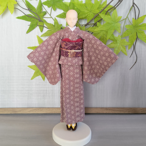 麻の葉～藤～【28～30cmドール小袖着物】 おもちゃ・人形 手縫いドール 