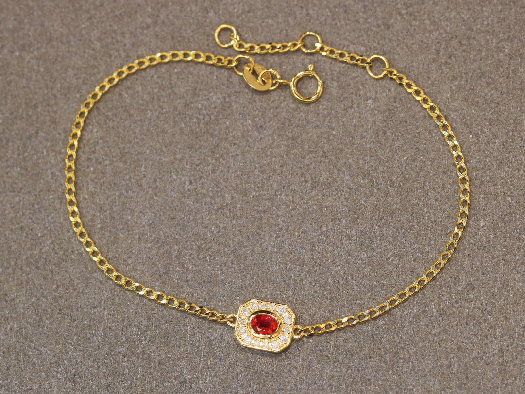 天然ダイヤモンド付きルビーブレスレットk18