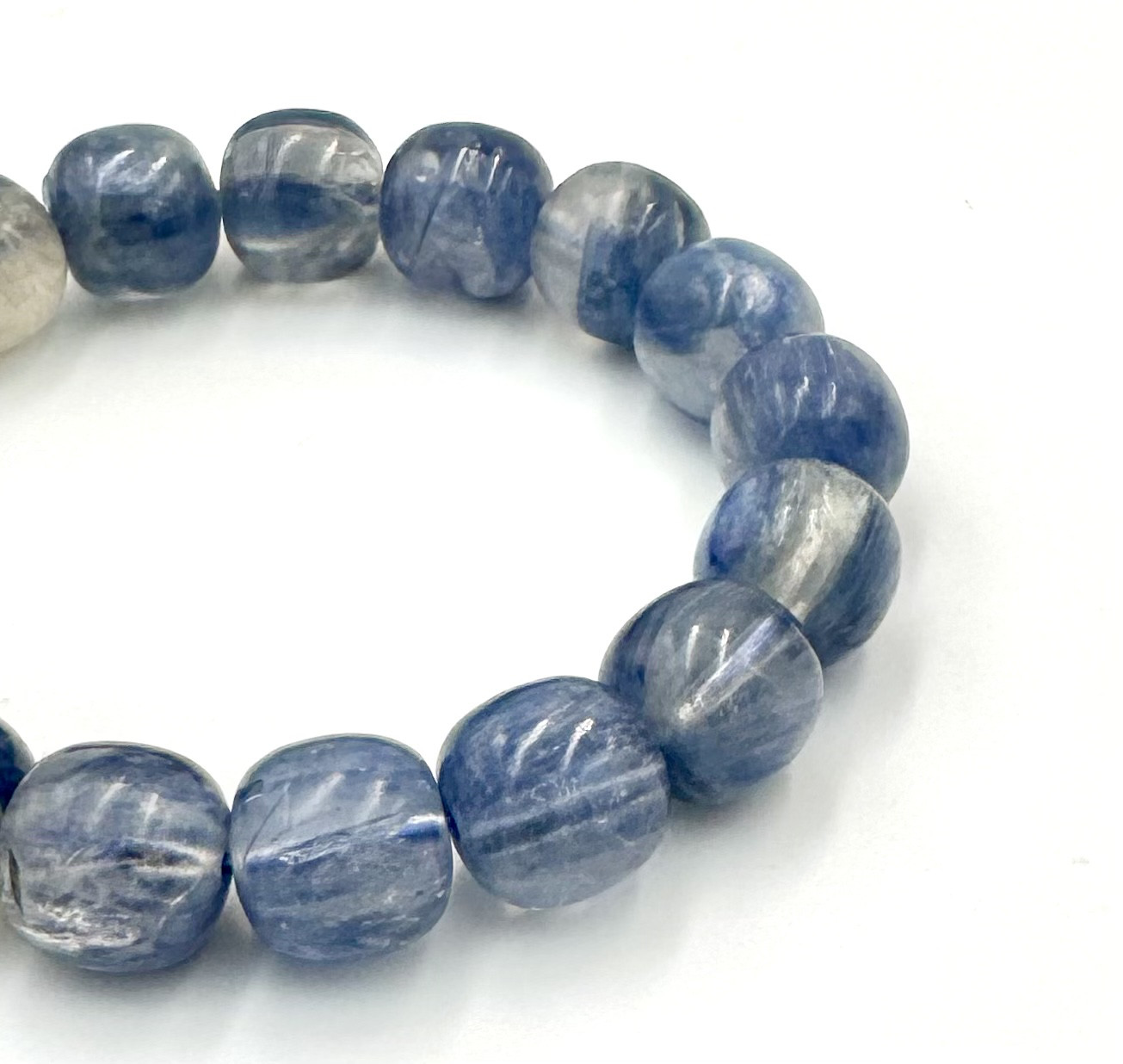 (00442)ブルーカイヤナイト　カイヤナイトシリカ　12mm  天然石　ブレスレット