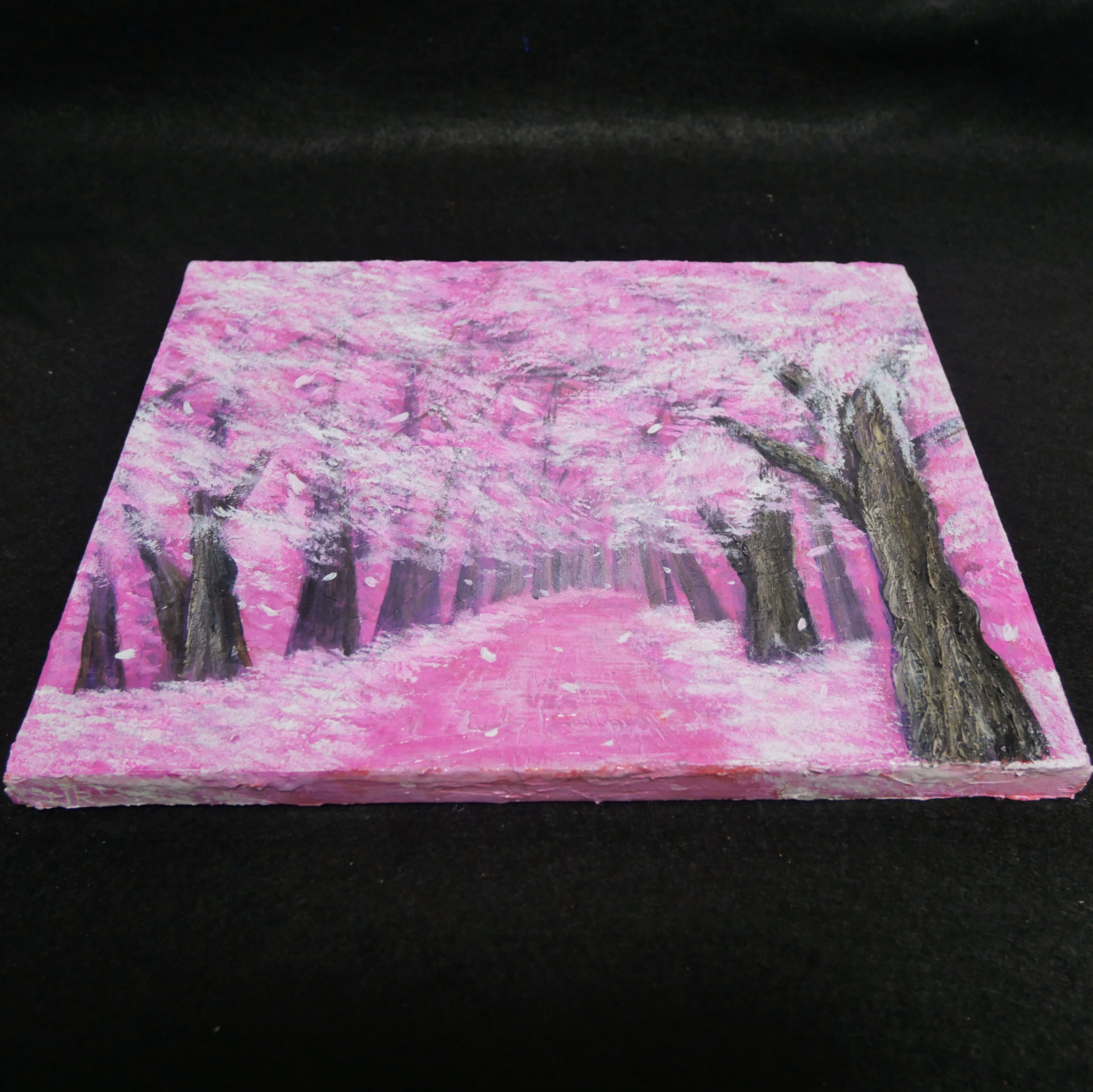 油絵 油彩 油彩画 絵画 絵【桃色の桜の道】 油絵 油彩 油彩画 絵画 絵【桃色の桜の道】