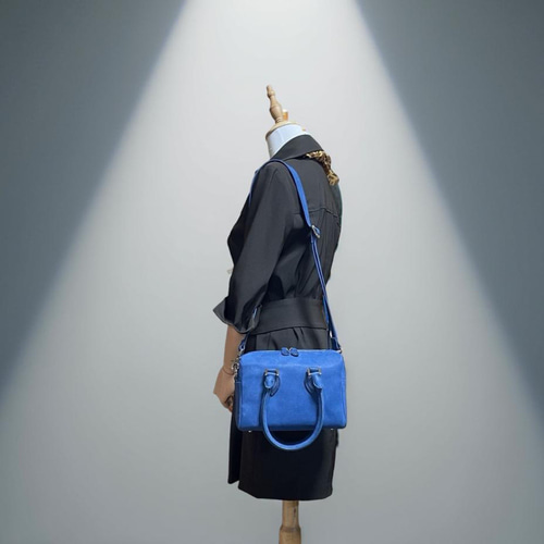 ☆東京発☆軽い裏地付きミニボストンバッグ ブルー 178 トートバッグ