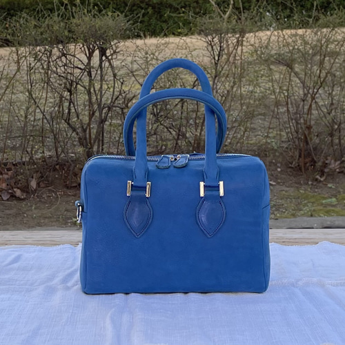 ☆東京発☆軽い裏地付きミニボストンバッグ ブルー 178 トートバッグ