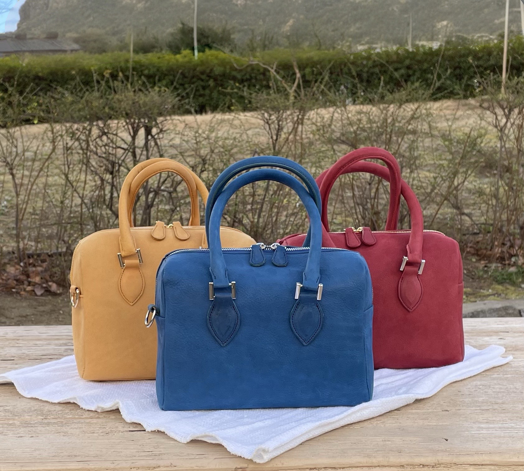 ★東京発★軽い裏地付きミニボストンバッグ　ブルー　178