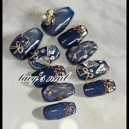 ネイビーマグネット♡ネイルチップ ネイビー マグネットネイルチップ/キラキラ/ピクシー - メルカリ