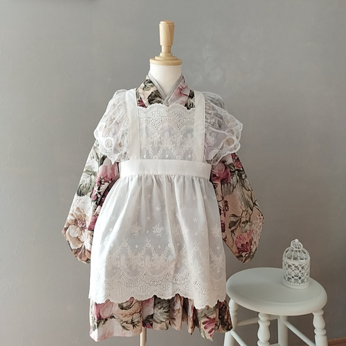 花柄 フリル エプロンドレス ヴィンテージ 日本製 70s vintage