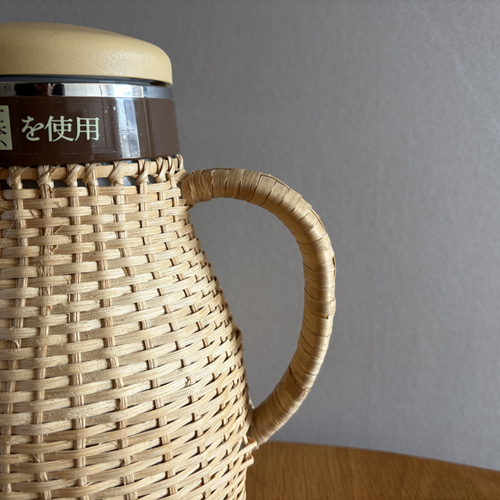 国産の古い籐ポット 象印 Zojirushi Pot 卓上まほうびん 魔法瓶 0.75