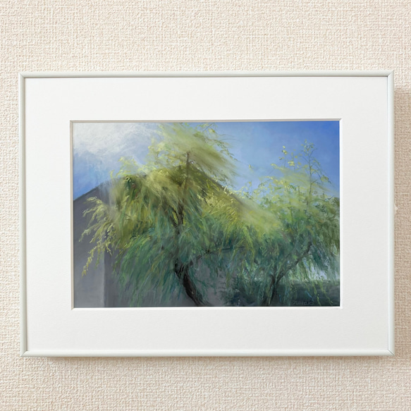 chie art原画（パステル） パステル画（原画・額装）『光の枝垂れ柳』 絵画 のらこ 通販 18972206