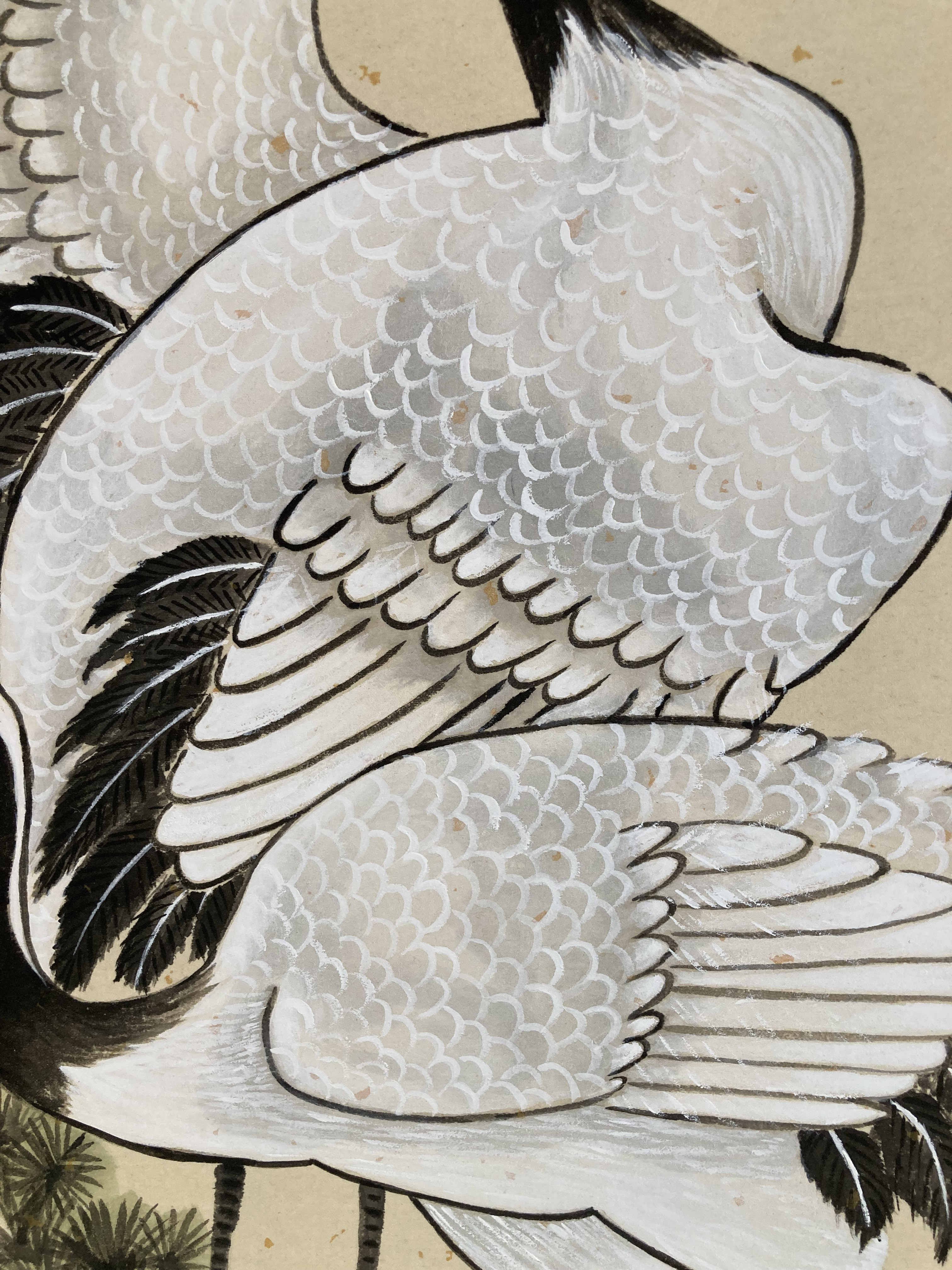 鶴モチーフ 水墨画 鶴の水彩イラスト 伝統的な中国の水墨画 | Premium写真