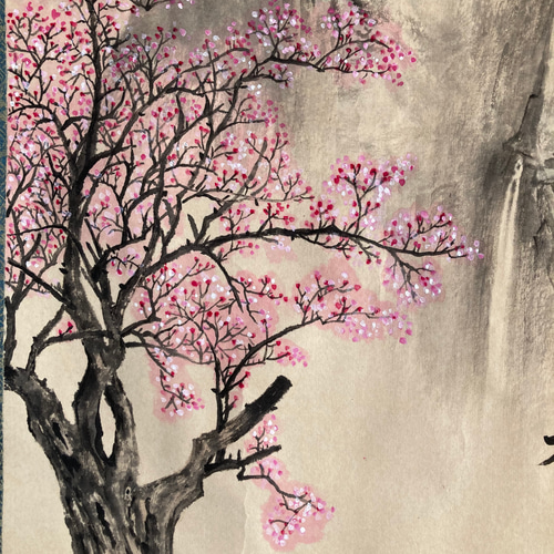 水墨画 山水 山桜 桜 絵画 掛け軸 絵画 こたつ 通販 18972306