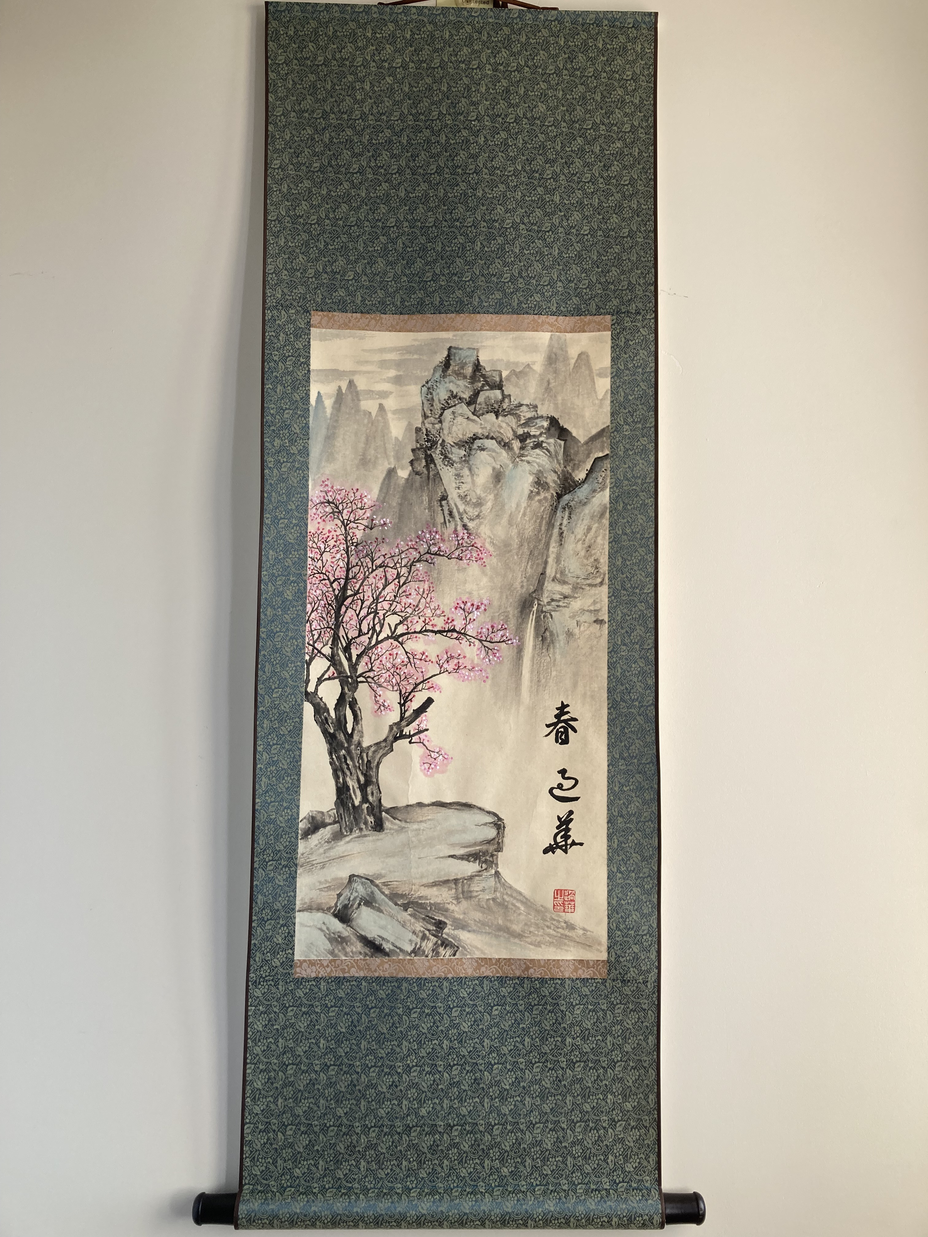 水墨画 山水 山桜 桜 絵画 掛け軸 絵画 こたつ 通販 18972306