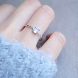 アクアマリンの一粒リング　３月誕生石　指輪　シルバー925　18KGP　フリーサイズ　金属アレルギー対応　ゴールド 6枚目の画像