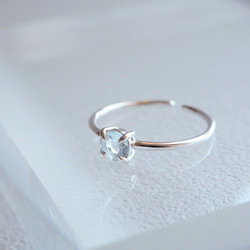 アクアマリンの一粒リング　３月誕生石　指輪　シルバー925　18KGP　フリーサイズ　金属アレルギー対応　ゴールド 2枚目の画像