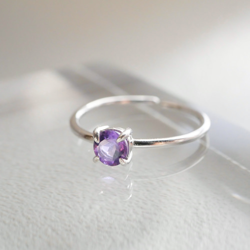 冬の装いに】アメジストの一粒リング 2月誕生石 天然石 指輪 シルバー