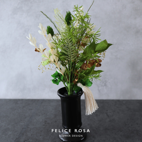 大きめ／色：ホワイト】お仏壇にお供えするプリザーブドフラワー仏花