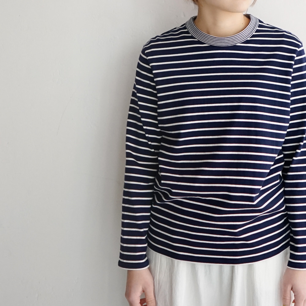 border border long sleeve tee/navy