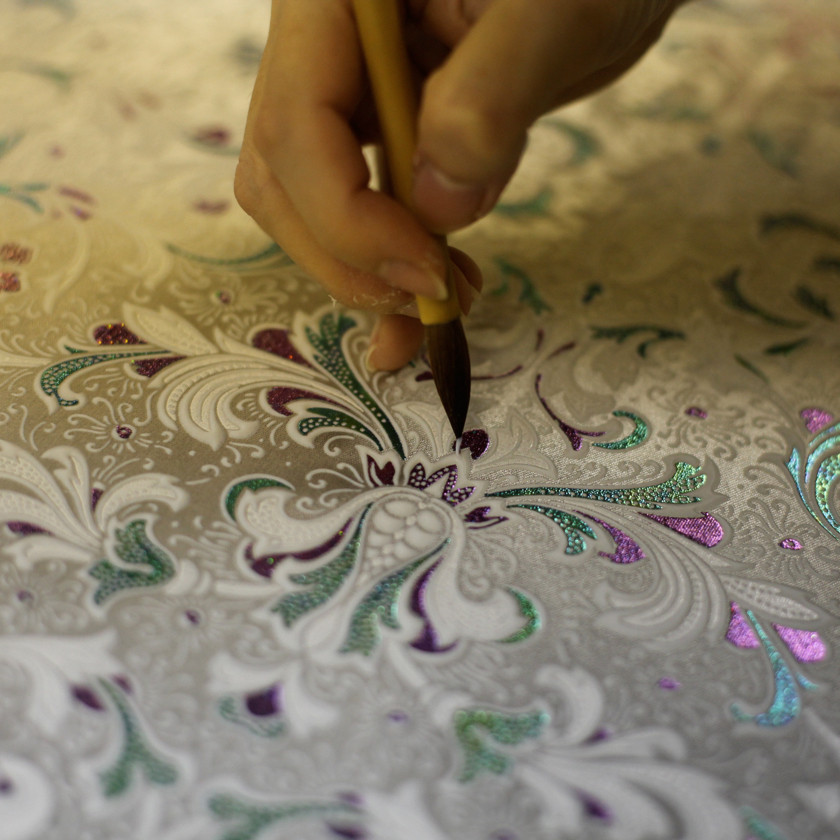 ヨーロッパサラサ(イエロー地に七色箔）