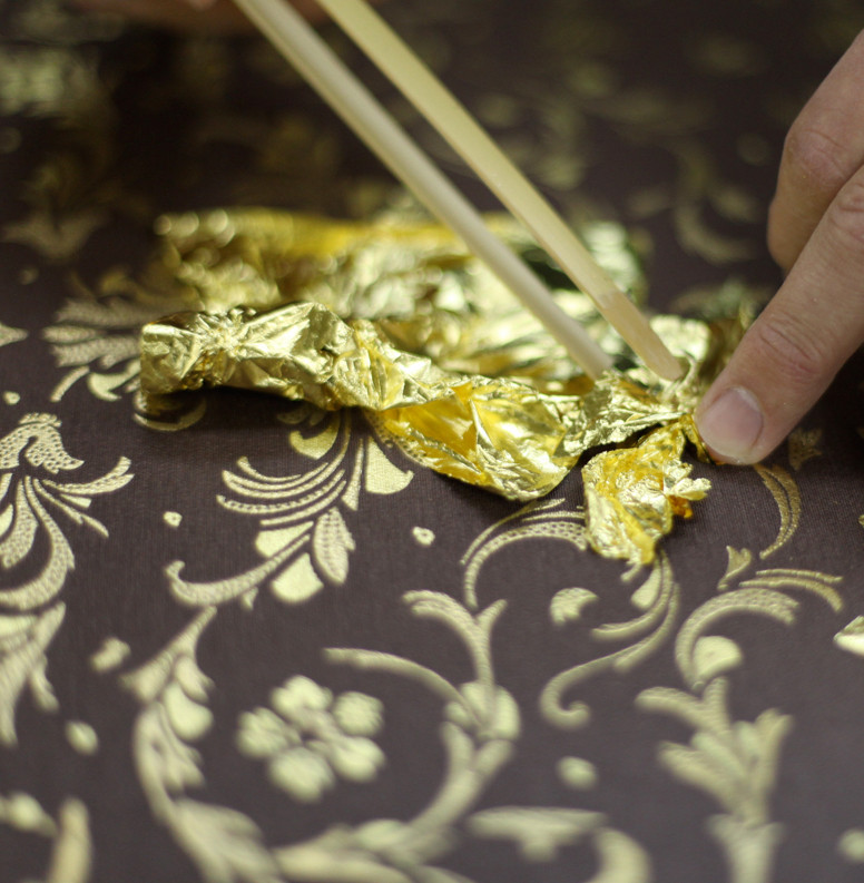 ヨーロッパサラサ(イエロー地に七色箔）