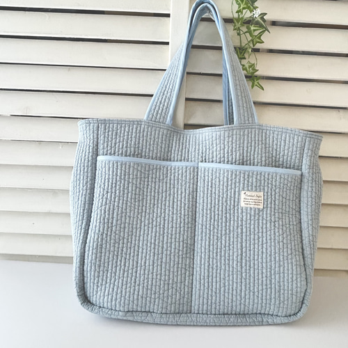 受注制作》ヌビバッグ ライトブルー マザーズバッグ 仕事バッグ