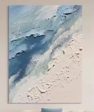 キャンバスアート テクスチャーアート 油絵 抽象画 海 ビーチ 手描き ハンドペイント おしゃれ ウォール