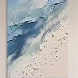 キャンバスアート テクスチャーアート 油絵 抽象画 海 ビーチ 手描き