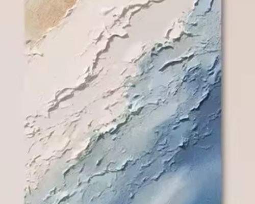 油彩画　「　夏の海　」　手描き　原画　3Dキャンパス スポーツストア 油彩画「夏の海」手描き原画3Dキャンパス 絵画