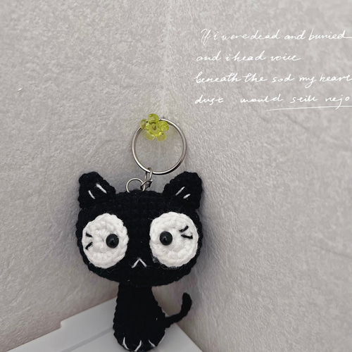 編みぐるみ 黒猫ちゃん キーホルダー ハンドメイド あみぐるみ