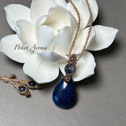 藤紫』レピドライトドロップとファントムアメジストのマクラメ