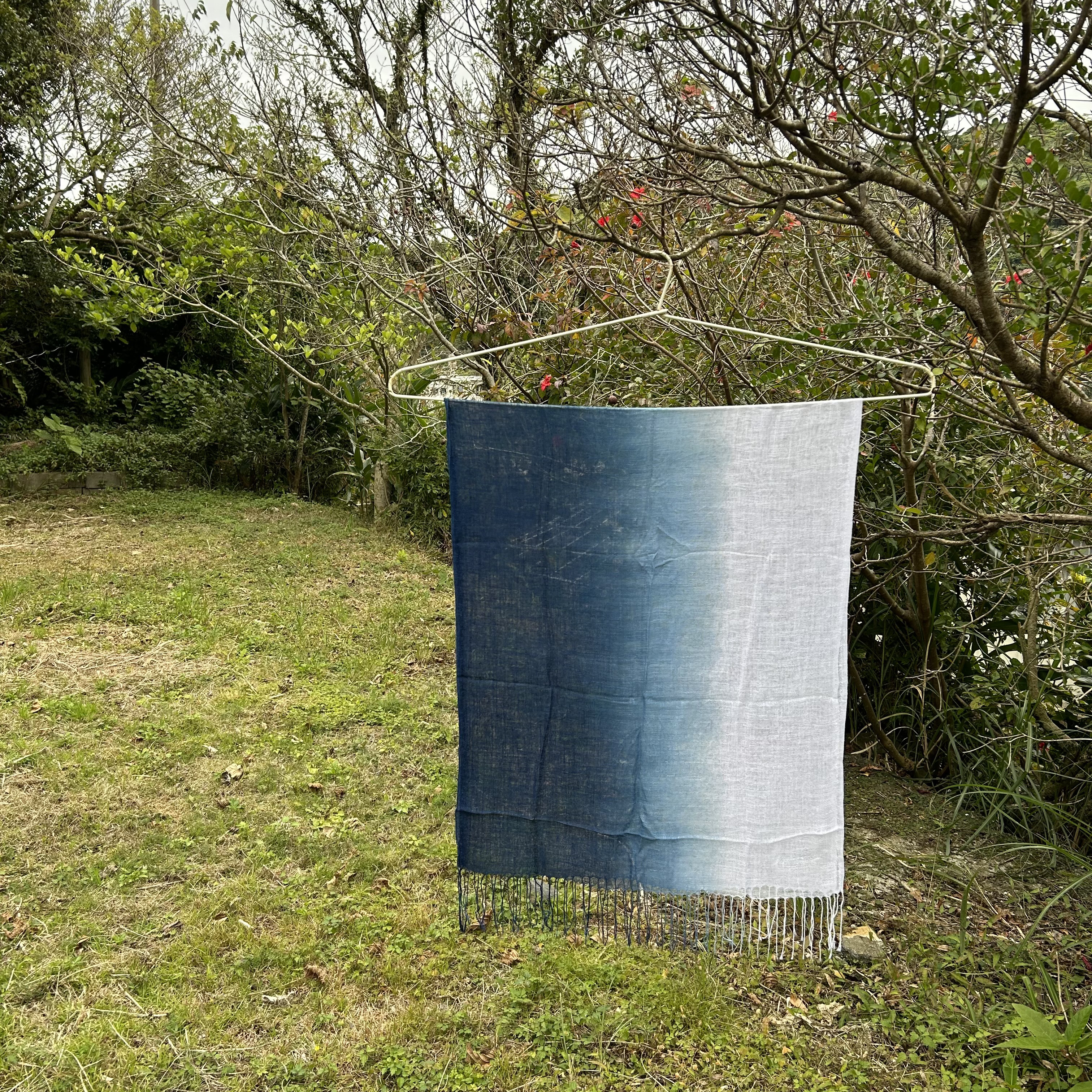 琉球藍染　大判ストール ~ 海色 ~【受注生産】