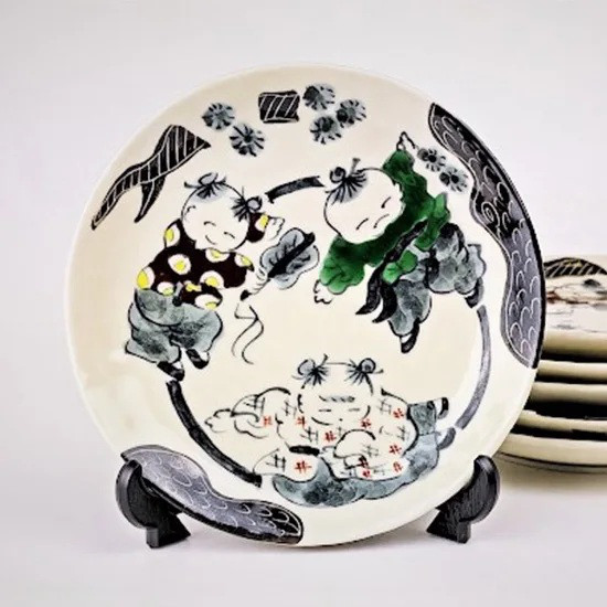 赤絵手 唐子銘々皿【陶祥窯・有田焼】