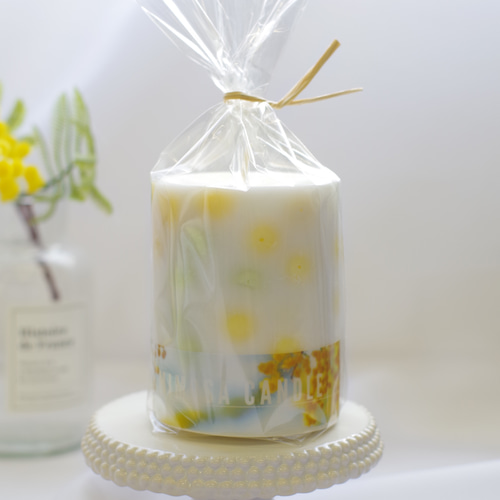 ミモザカラーのつぶつぶアロマソイキャンドル ミモザの香りor無香料