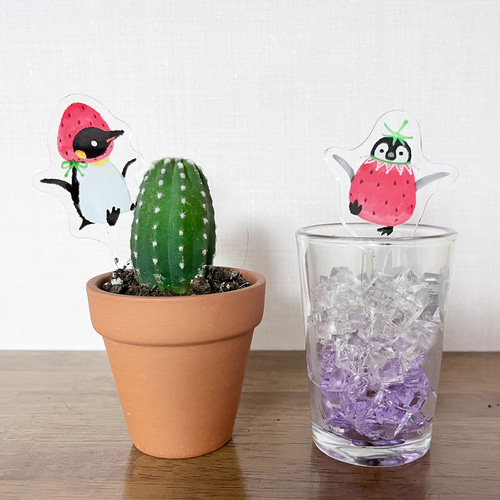 ペンギンアクリルピック・ケーキトッパー【果樹園】 その他キッチン