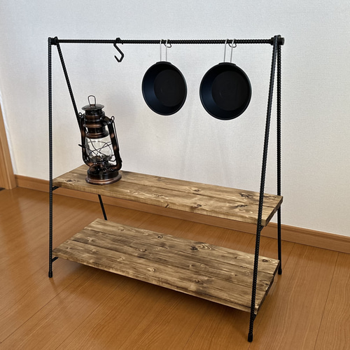 送料込み】ハンギングラック アイアンシェルフ キャンプラック 什器
