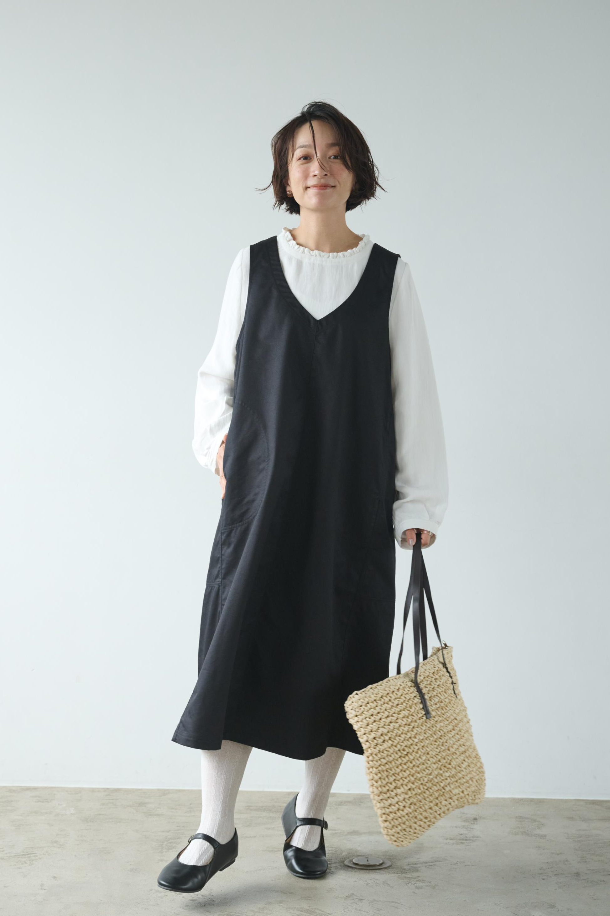 ★即納★シンプルだから着まわしやすいジャパースカート　ワンピース　ブラック　250211-1