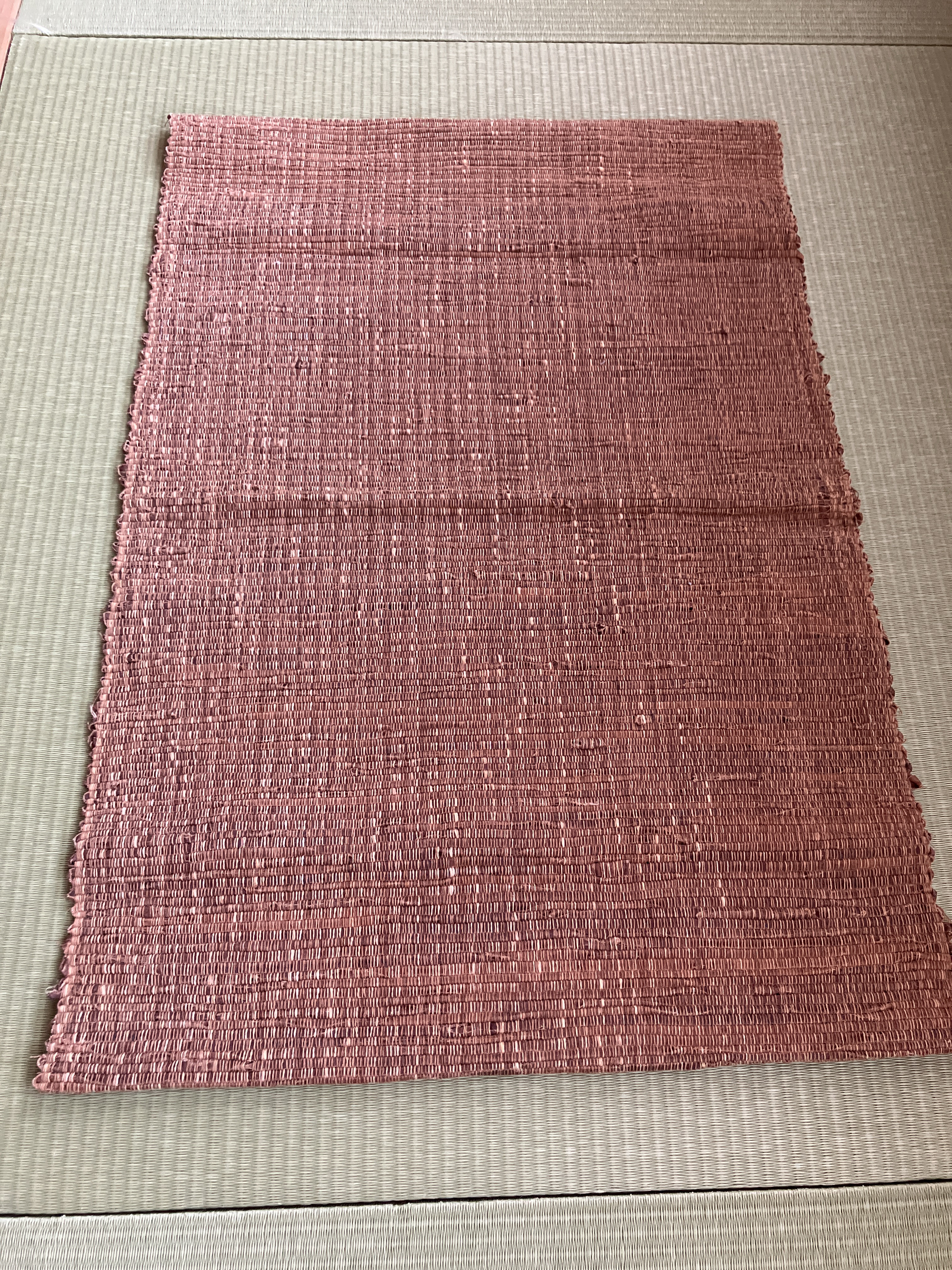 裂織り柿渋染め　フロアマット