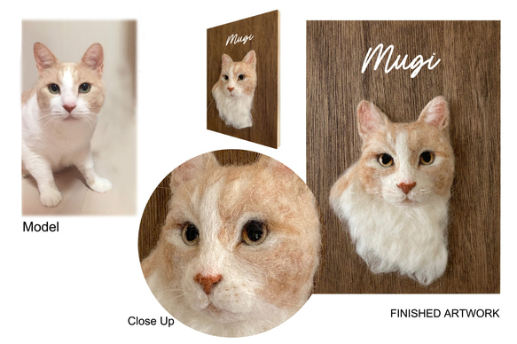 うちの子オーダー2025【おまかせコース：オーダーメイド羊毛猫犬】（ウッドパネル） ペットメモリアル2025 3枚目の画像