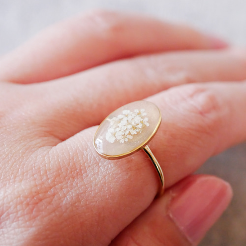 押し花リング（10号フリーサイズの指輪/クリーム） 指輪・リング schaf