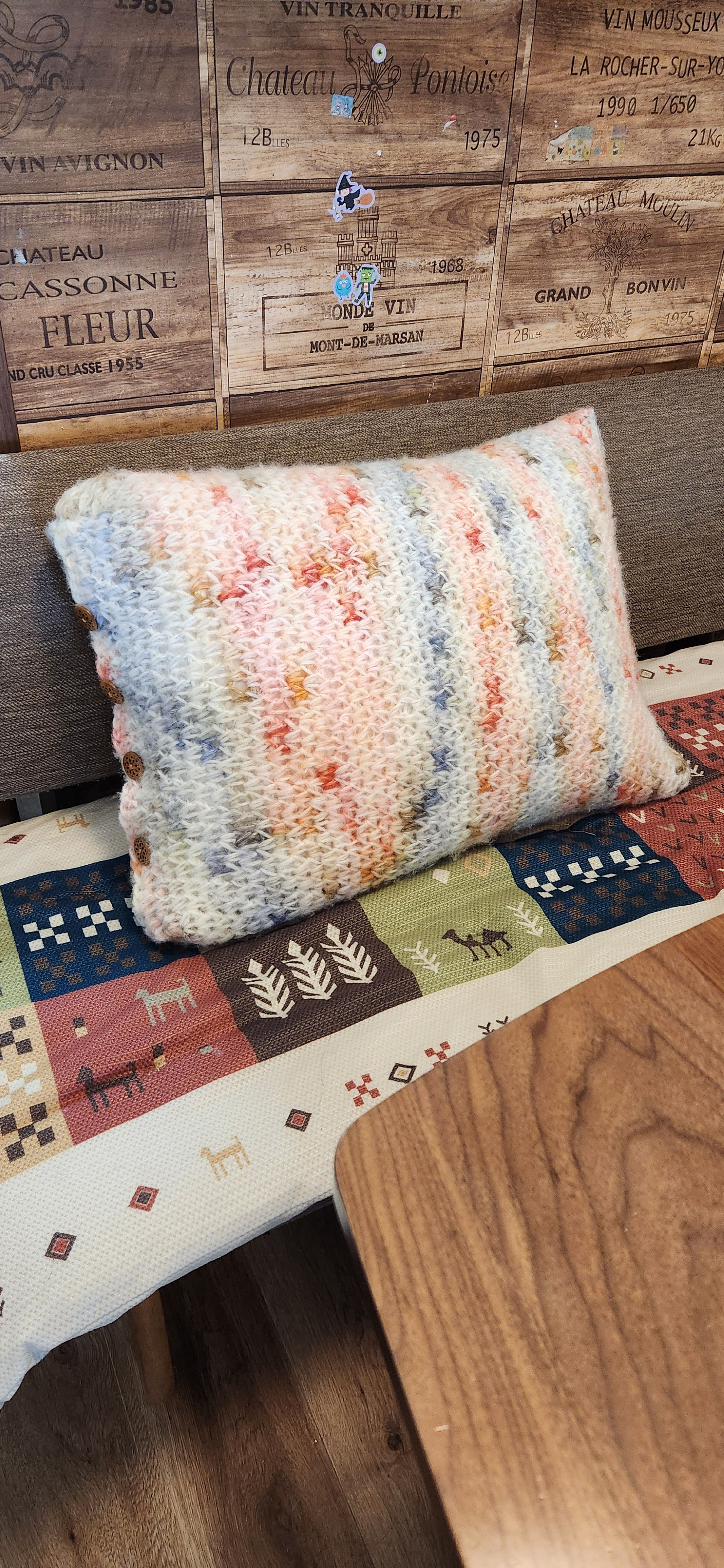 ❤️かぎ針編みクッションカバー付き  ふかふか枕型クッション❤️40cm×50cm×20cm