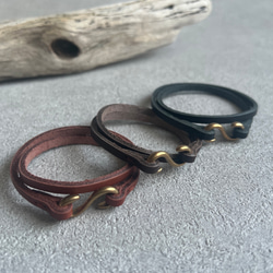 O*H様 【新品】☆ビューティービースト：真鍮留め具　レザー　ブレスレット 本革 姫路産 レディースレザー ブレスレット インフィニティ