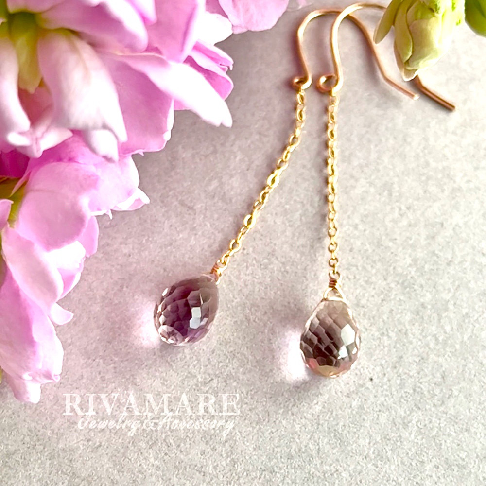 大粒11mmUP アメトリン マイクロカットドロップ ロングピアス イヤリング変更可