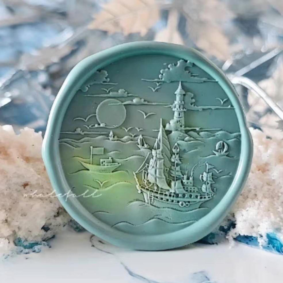 受注可】再販⭐︎30mm 大航海 シーリングスタンプ ヘッド 海 灯台 船
