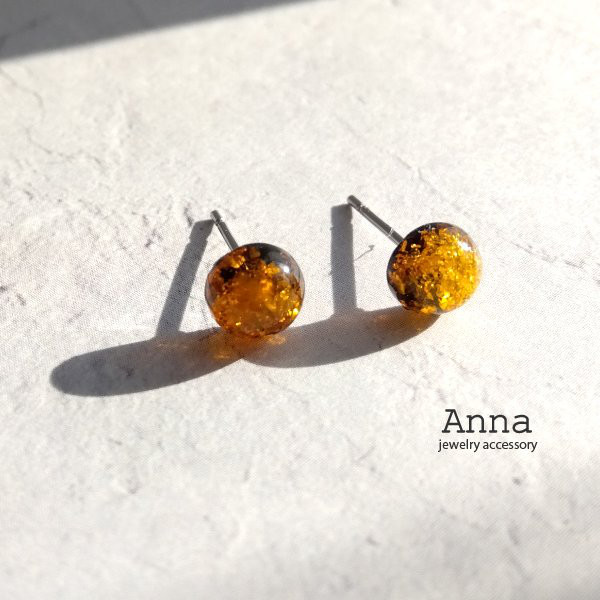  　ピアス　2001イヤーピアス　琥珀アンバー 　ピアス　2001イヤーピアス　琥珀アンバー