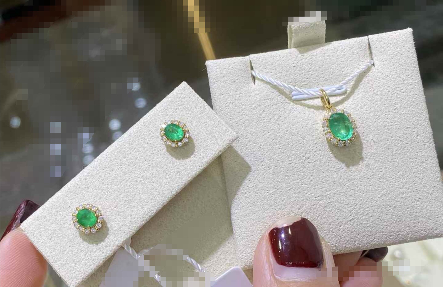 エメラルドピアス&ペンダントトップセットk18