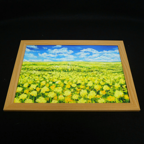原画】幸せの黄色い絨毯 ｜ 菜の花の油絵 インテリア モダンアート