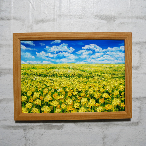 原画】幸せの黄色い絨毯 ｜ 菜の花の油絵 インテリア モダンアート