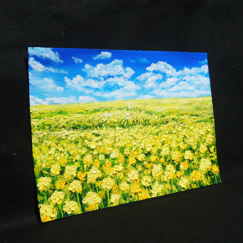 油絵 油彩 油彩画 絵 絵画【菜の花の丘】 絵画 HR 通販 18975658