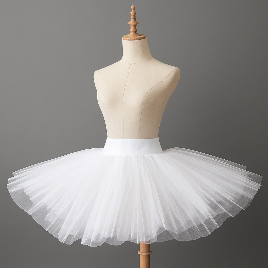 レッスンボン　ホワイト　スカート丈指定可能　6.Sサイズ　バレエ　発表会　レッスン　バレエ衣装　チュチュボン