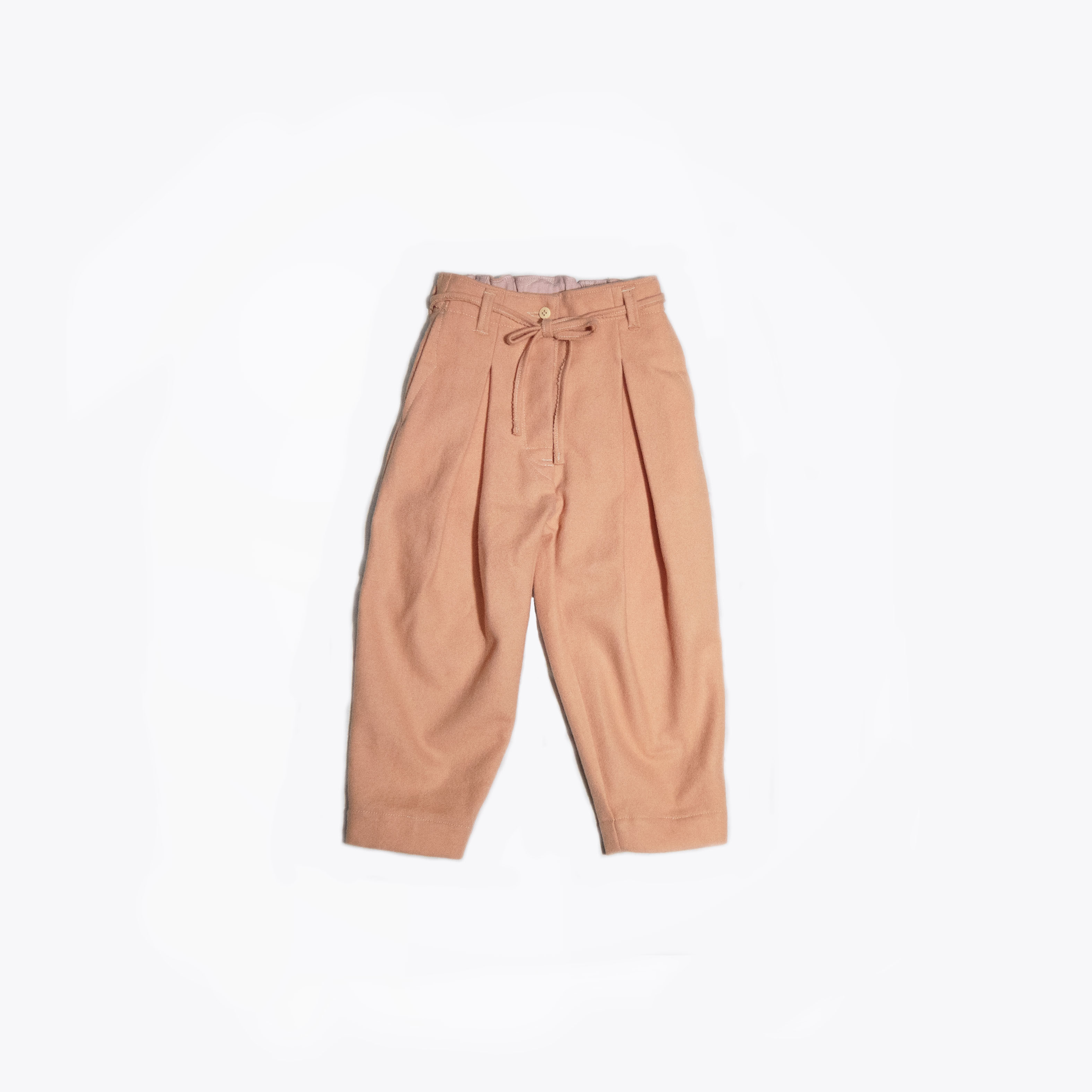 うすだいだい色、フェルト、ウール、ワイドプリーツKIDSパンツ（1才用）オリジナルサンプル