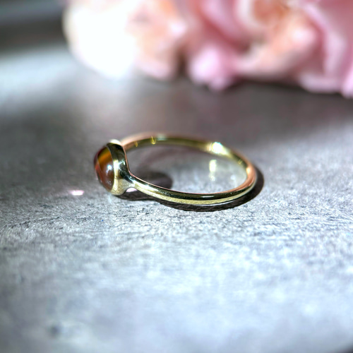 受注製作】シェリーピンクのピンクトパーズ リング（真鍮・silver950